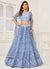 Ice Blue Foil Mirror Embroidery Wedding Lehenga Choli