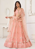 Peach Sequence Embroidery Wedding Lehenga Choli