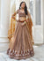 Brown Thread Embroidery Wedding Lehenga Choli And Dupatta