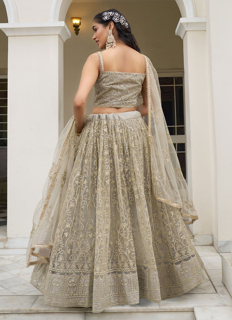 Beige Golden Thread Embroidery Wedding Lehenga Choli And Dupatta xxs Beige Golden Thread Embroidery Wedding Lehenga Choli And Dupatta xxs