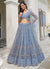 Light Blue Thread Embroidery Wedding Lehenga Choli And Dupatta