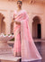Light Pink Weaved Handloom Pure Linen Traditional Saree