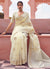 Off White Weaved Handloom Pure Linen Traditional Saree