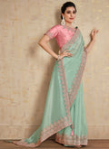 Teal And Pink Wedding Saree In USA California
