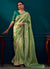 Lime Green Multi Embroidered Traditional Silk Saree