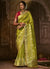 Green And Red Weaved Pure Dola Silk Saree
