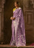 Purple And Yellow Weaved Pure Dola Silk Saree