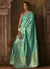 Teal And Pink Weaved Pure Dola Silk Saree