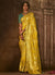 Yellow And Green Weaved Pure Dola Silk Saree