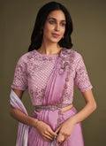 Purple And White Sequence Embroidery Designer Saree In USA UK Canada