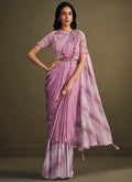 Purple And White Sequence Embroidery Designer Saree