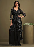 Black Sequence Embroidery Saree With Jacket
