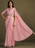 Soft Pink Sequence Embroidery Designer Saree