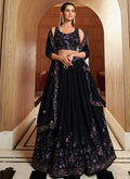 Navy Blue Multi Embroidery Wedding Lehenga Choli 