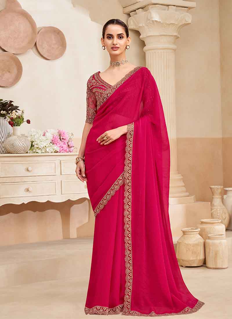 Crimson Embroidery Designer Saree