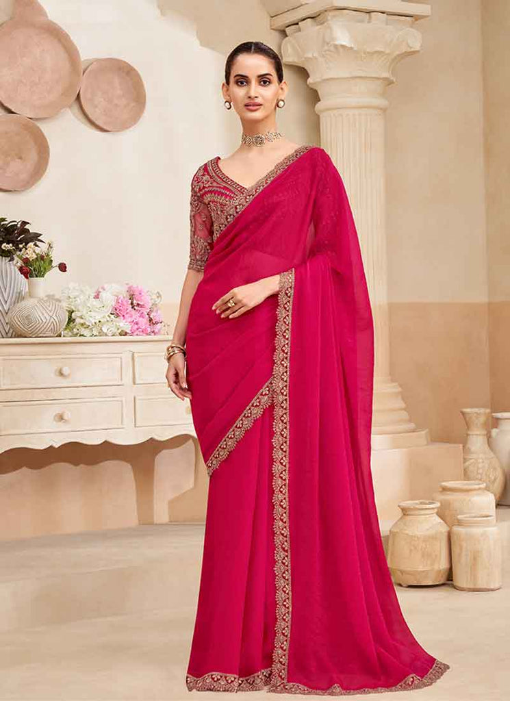 Crimson Embroidery Designer Saree