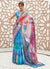 Blue Multicolored Digital Printed Crape Silk Saree