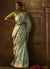 Teal And Green Weaved Pure Dola Silk Saree