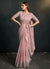 Blueh Pink Sequence Embroidery Wedding Saree