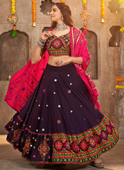 Purple And Pink Kutchi Embroidered Rajwadi Chaniya Choli