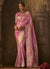 Pink Golden Weaved Pure Dola Silk Saree