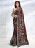 Brown Multi Sequence Embroidery Silk Wedding Saree