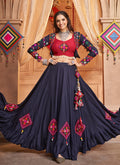 Dark Blue Kutchi Embroidered Rajwadi Chaniya Choli