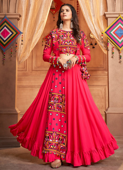 Red Multi Kutchi Embroidered Rajwadi Chaniya Choli
