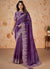 Deep Purple Multi Sequence Embroidery Wedding Saree