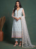 Ice Blue Embroidery Salwar Suit