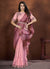 Pink Mauve Sequence And Thread Embroidery Saree With Belt