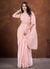 Light Peach Sequence And Thread Embroidery Saree With Belt