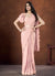 Rose Pink Sequence And Thread Embroidery Saree With Belt