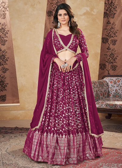 Magenta Multi Embroidery Wedding Lehenga Choli
