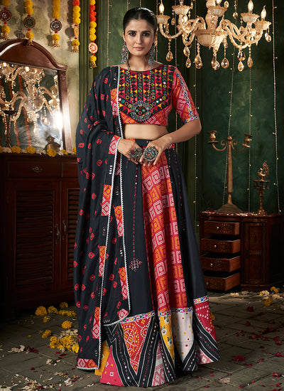 Black And Red Kutchi Embroidered Rajwadi Chaniya Choli