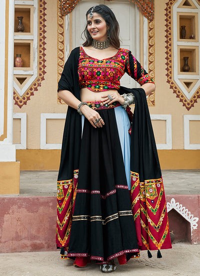 Black Multi Kutchi Embroidered Navratri Chaniya Choli