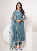 Blue Sequence Embroidery Festive Salwar Suit