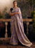 Lavender Multi Embroidered Traditional Silk Saree
