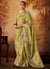 Lime Green Multi Embroidery Banarasi Kanjivaram Silk Saree