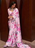 Light Pink Floral Printed Festive Saree