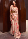 Peach Floral Printed Festive Saree