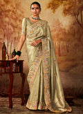 Copper Beige Multi Embroidery Banarasi Kanjivaram Silk Saree