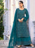 Turquoise Sequence Embroidery Wedding Palazzo Suit