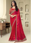 Bridal Red Sequence Embroidery Designer Silk Saree