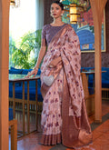 Lavender Two Tone Zari Weaved Jacquard Silk Saree