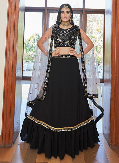 Black Multi Embroidered Designer Lehenga Choli