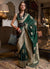 Dark Green Weaved Korsa Georgette Saree