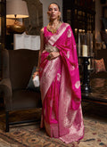 Pink Weaved Korsa Georgette Saree