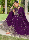 Purple Sequence Embroidery Georgette Anarkali Palazzo Suit