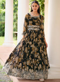 Black Sequence Embroidery Floral Anarkali Suit